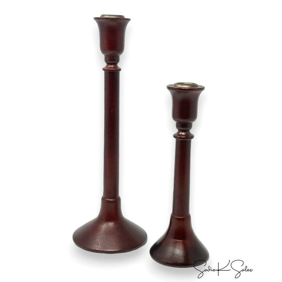 Threshold Short & Tall Wood Turned Candleholder Set of 2 - Target Fall 2023 - Picture 7 of 10